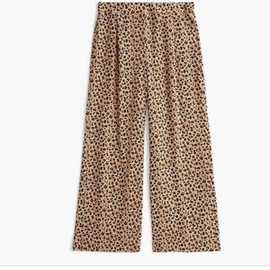 J. Crew Woman's Sz 8 100% Silk Relaxed Pull On Cropped Pants in Leopard Print
